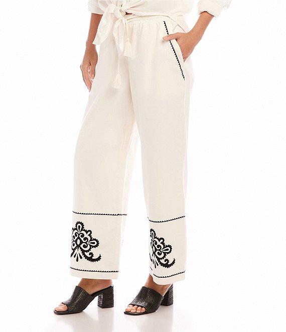Karen Kane Embroidered Wide Leg Pants Product Image