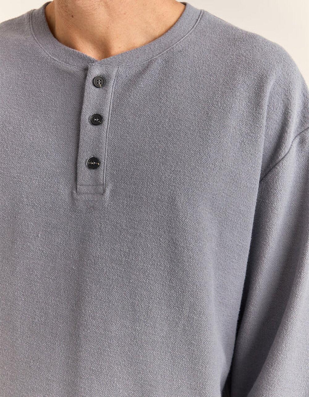 RHYTHM Vintage Terry Mens Long Sleeve Henley - INDIGO Product Image