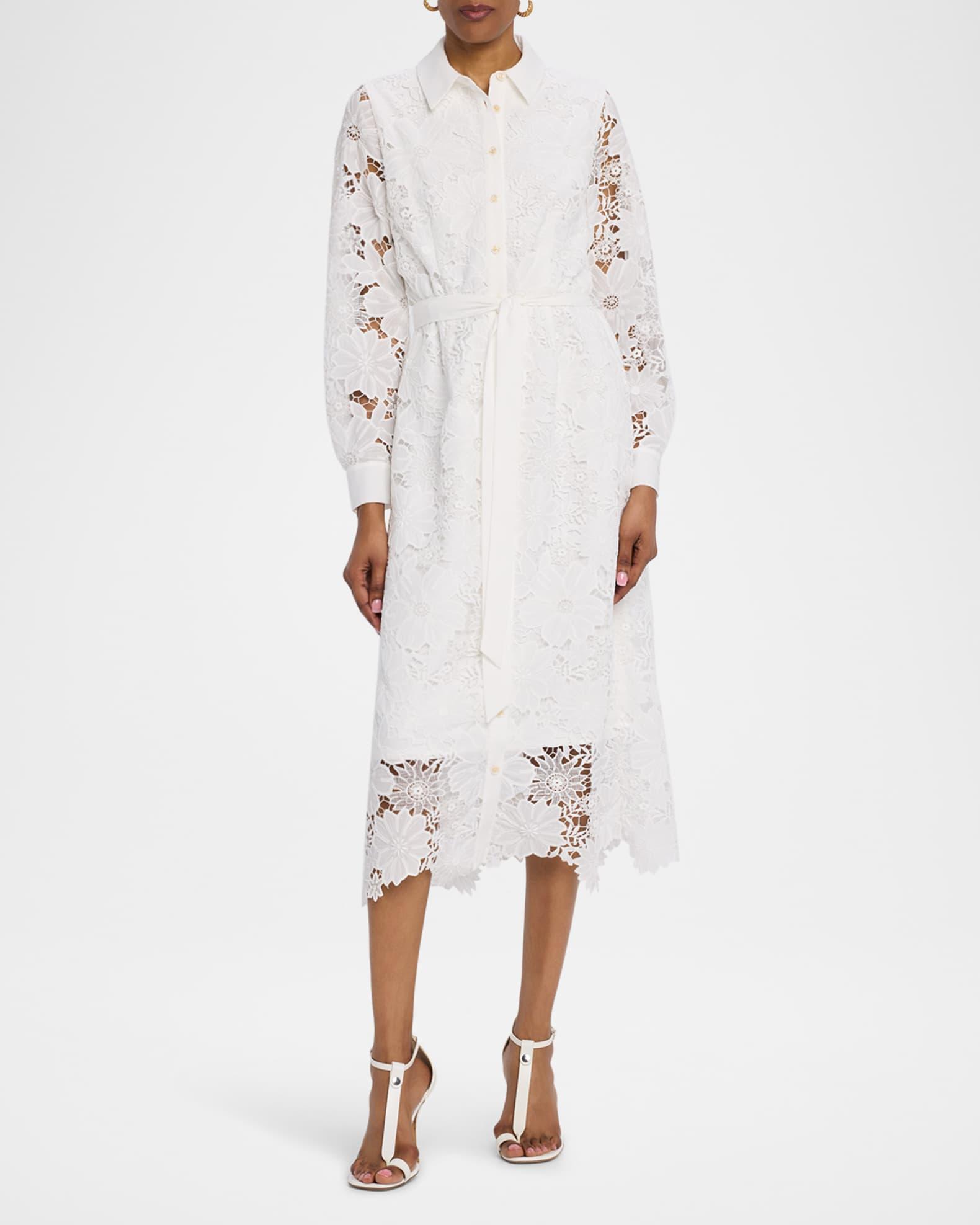 The Lilia Floral Lace Midi Shirtdress Product Image
