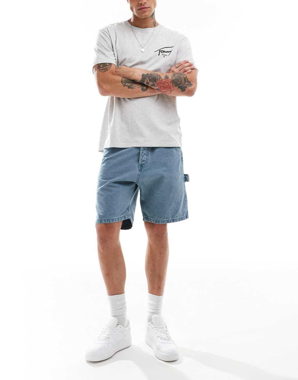 Tommy Jeans regular signature back print T-shirt in gray Product Image