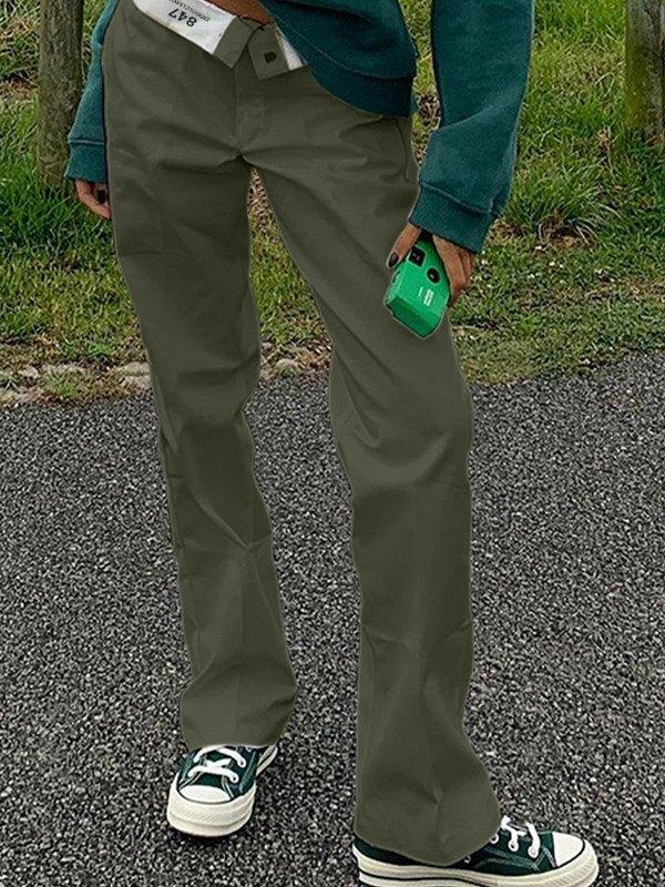 Patchwork Waist Straight Leg Pants Product Image