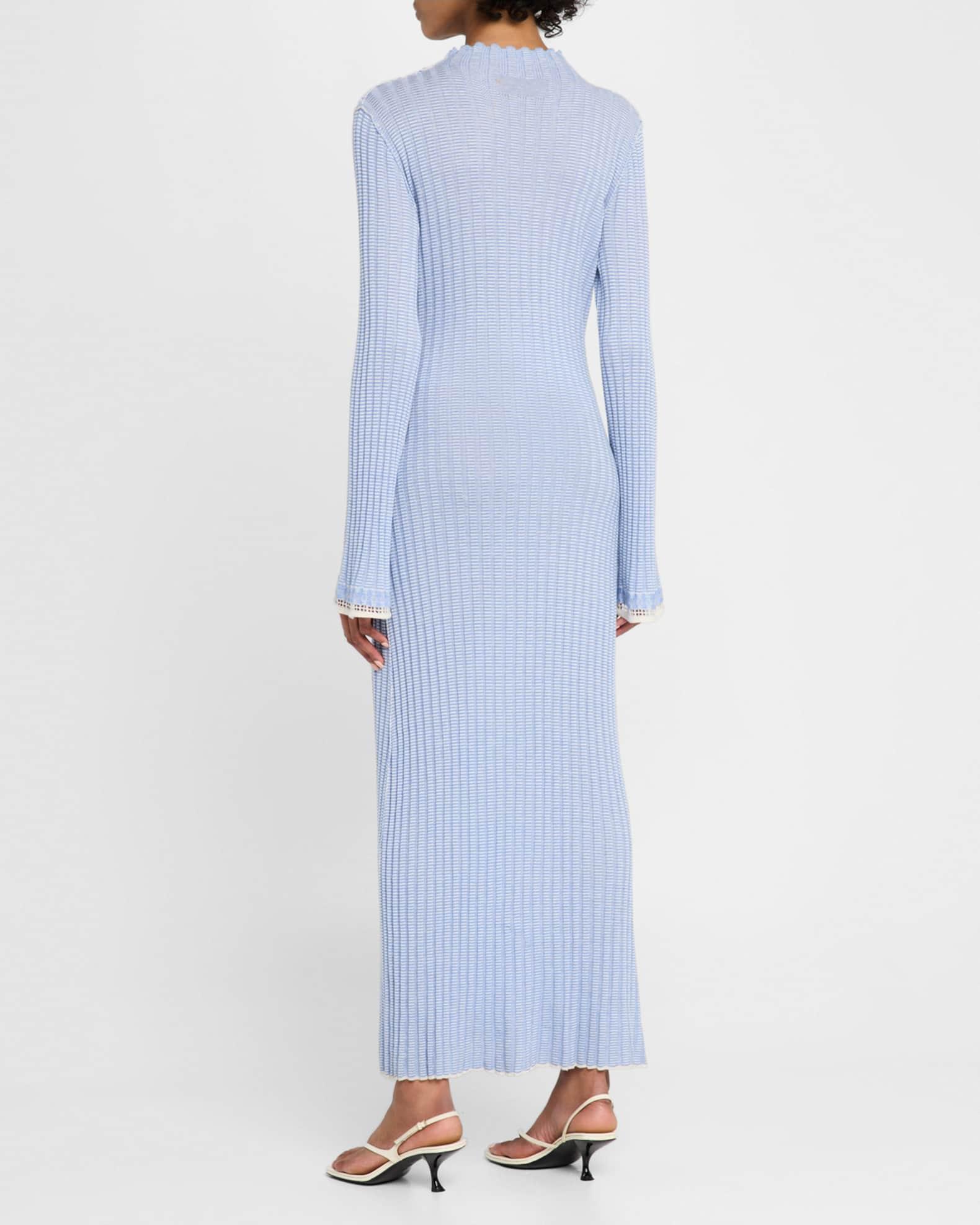 Fine Stripe Mock-Neck Mini Dress Product Image