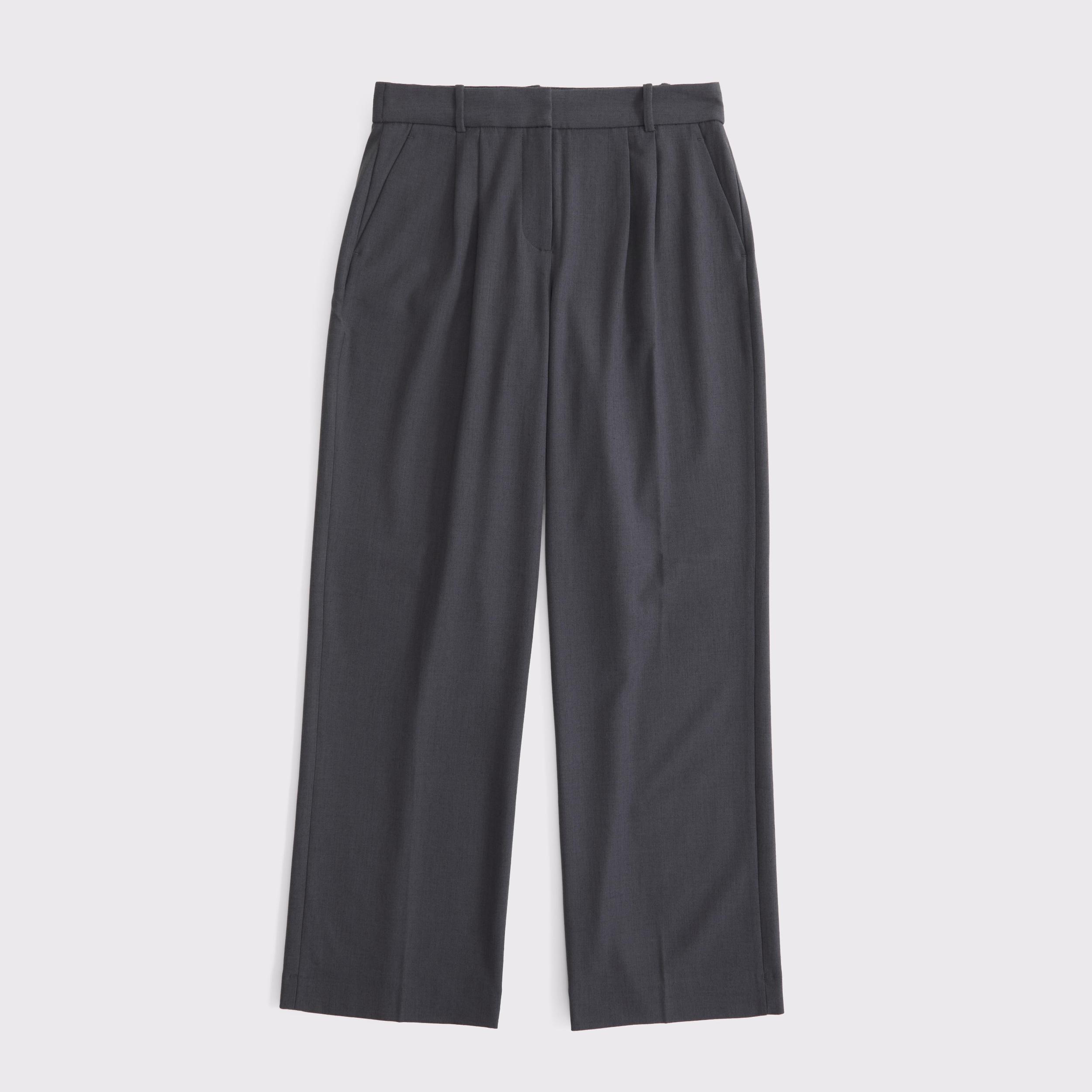 Curve Love A&F Sloane Low Rise Tailored Wide Leg Pant Product Image