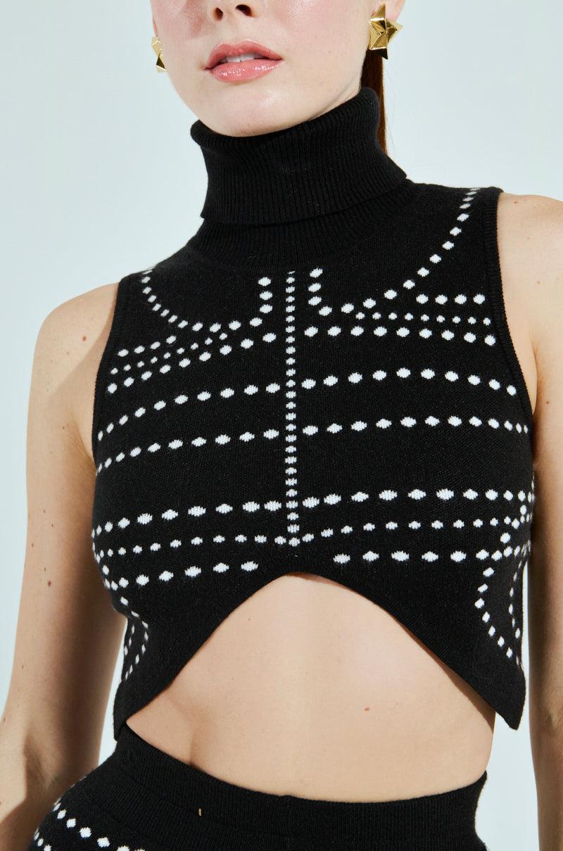 CROPPED DOTTED TURTLENECK SWEATER Product Image