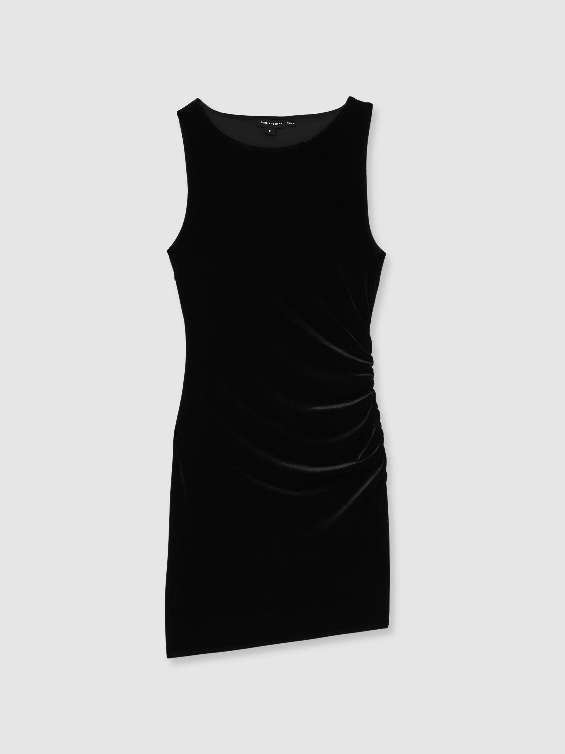 Good American Velvet Ruched Mini Dress in Black Product Image