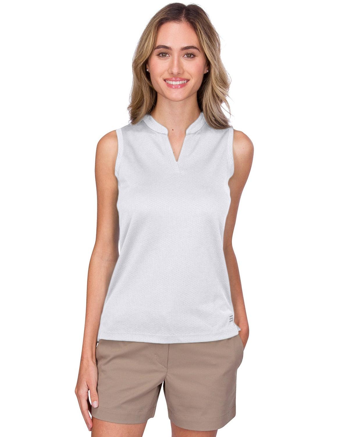 Three Sixty Six Women's Waffle-Textured Collarless Golf Polo Female Product Image