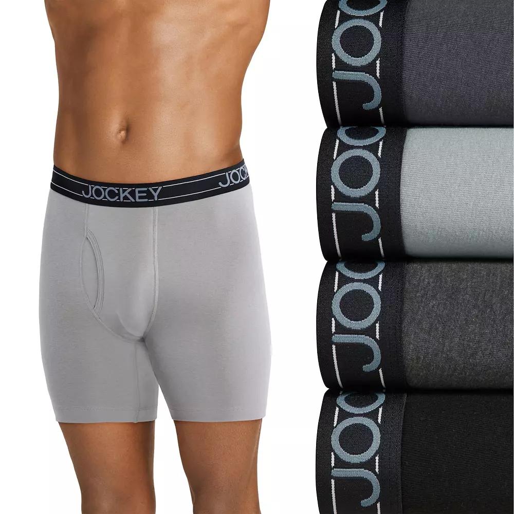 Men's Jockey® 4-Pack Lightweight Cotton Blend 7" Long Leg Boxer Brief,  Product Image