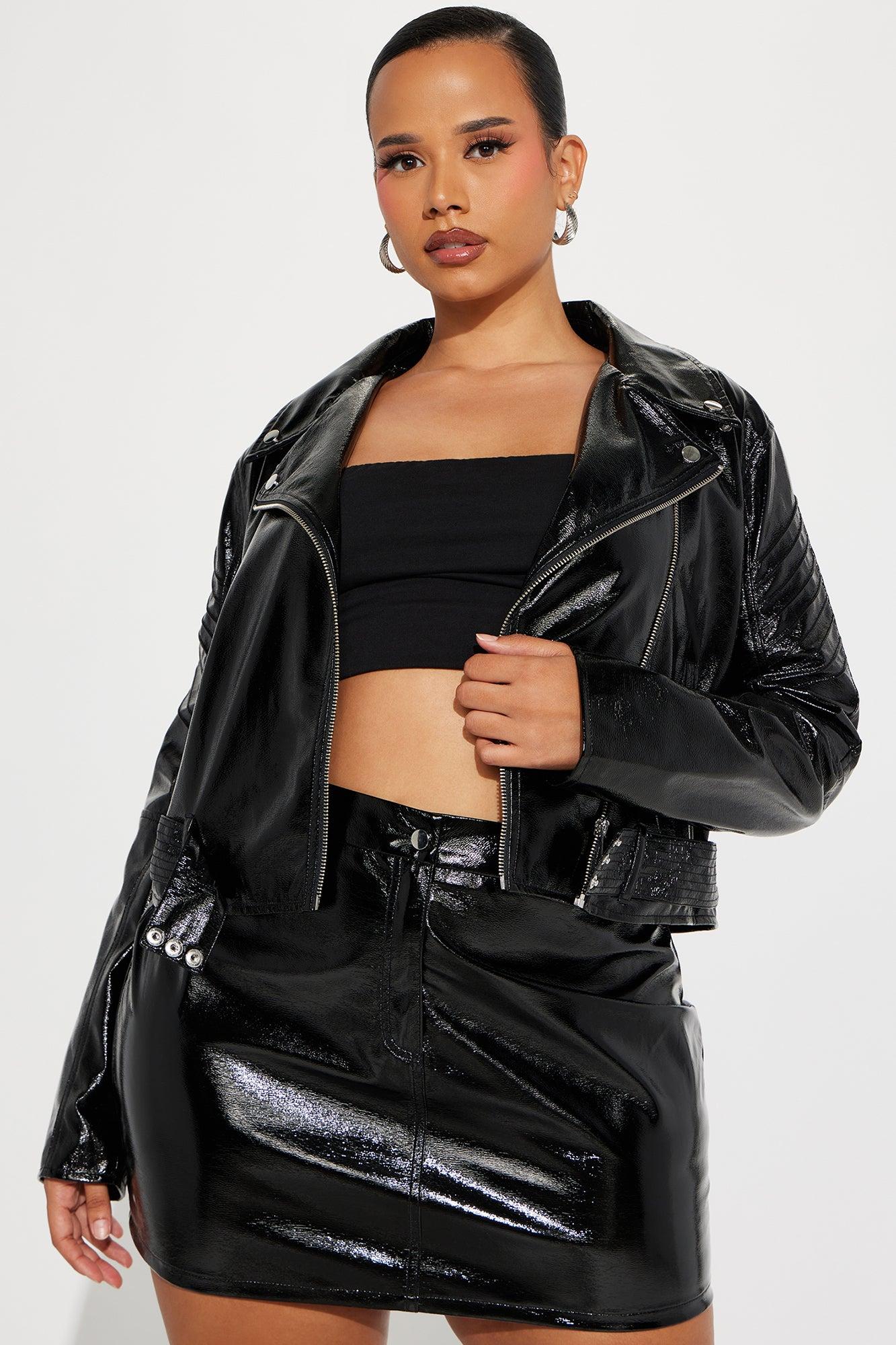 Mainstage Moment Faux Leather Skirt Set - Black Product Image