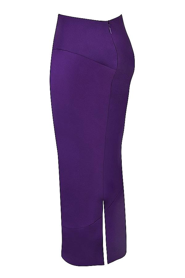 Colette  grape satin low waist midi skirt Product Image