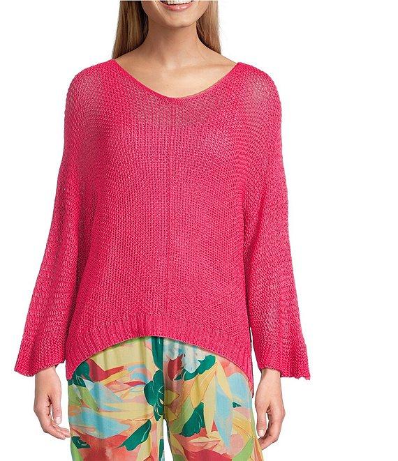 M Made in Italy V-Neck 3/4 Sleeve Knit Top Product Image