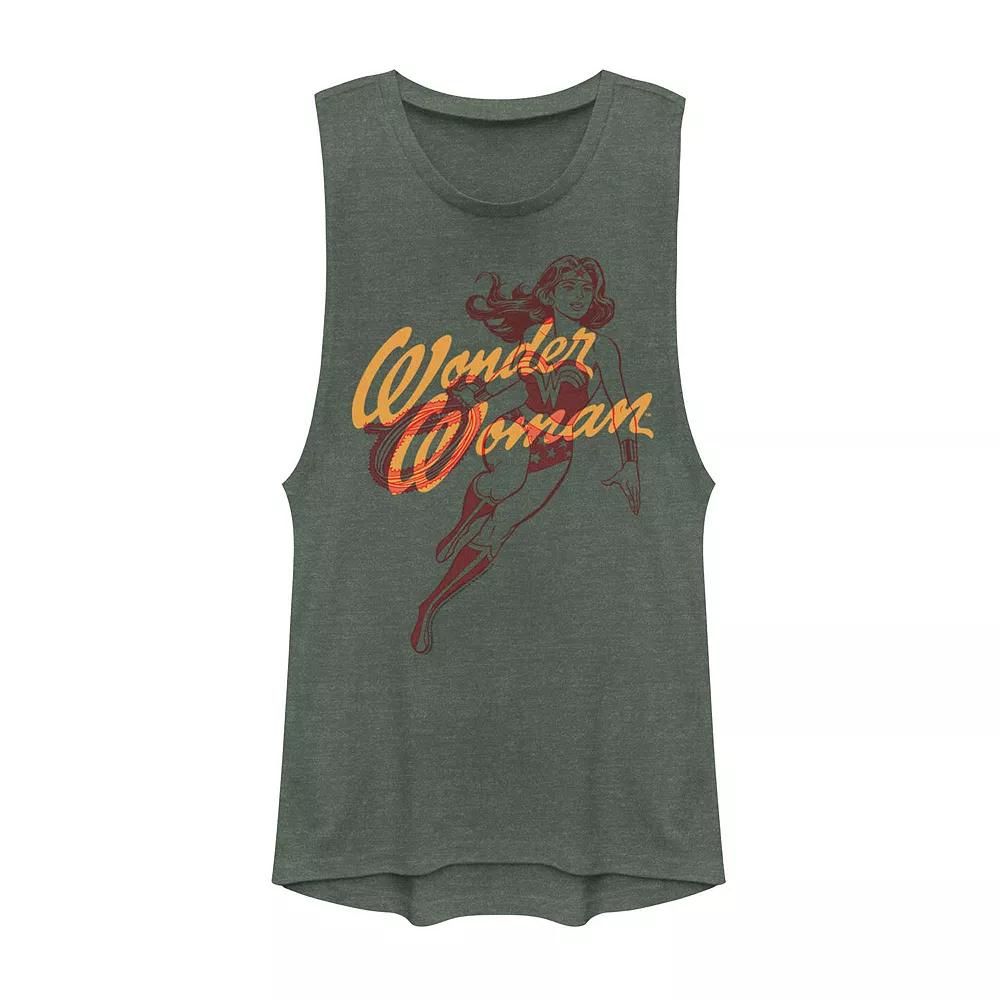 Juniors' DC Comics Wonder Woman Outline Graphic Muscle Tank Top, Girl's, Size: XXL, Pine Grey Product Image