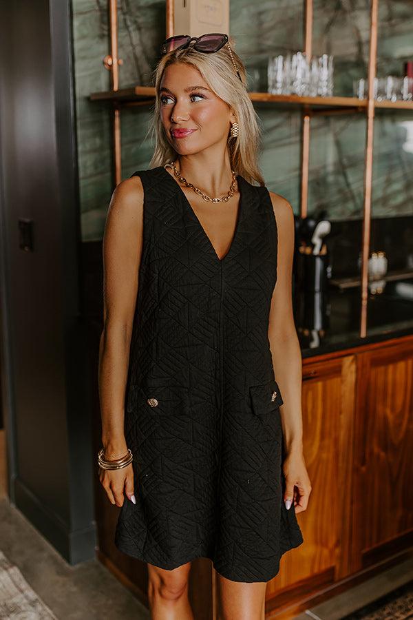 Chic Outing Quilted Mini Dress in Black Product Image