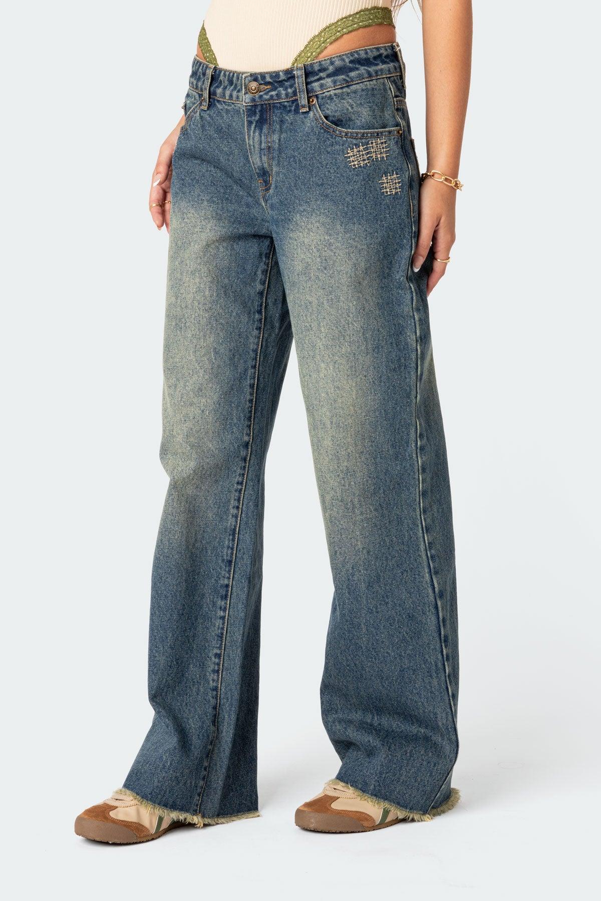 Doll House Washed Low Rise Baggy Jeans Product Image