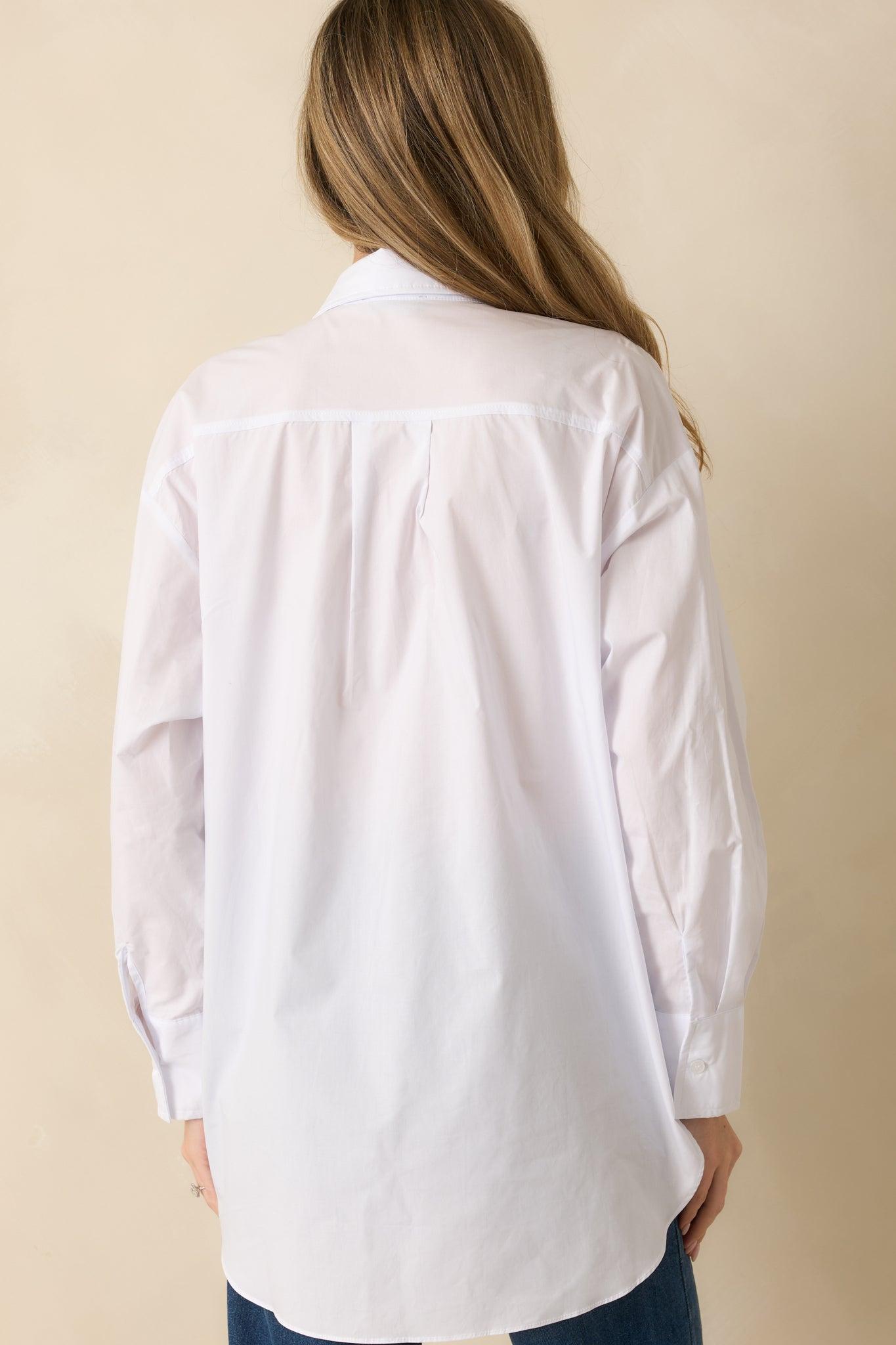 Came Prepared Cotton White Long Sleeve Button Front Top Product Image