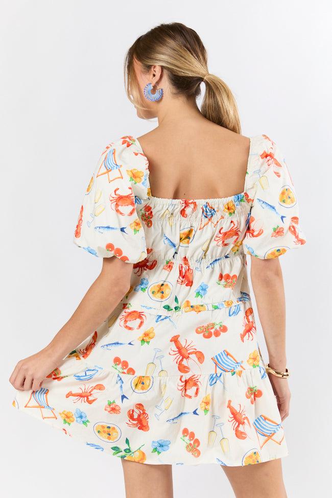 Everything I Love White Multi Icon Print Mini Dress FINAL SALE Product Image