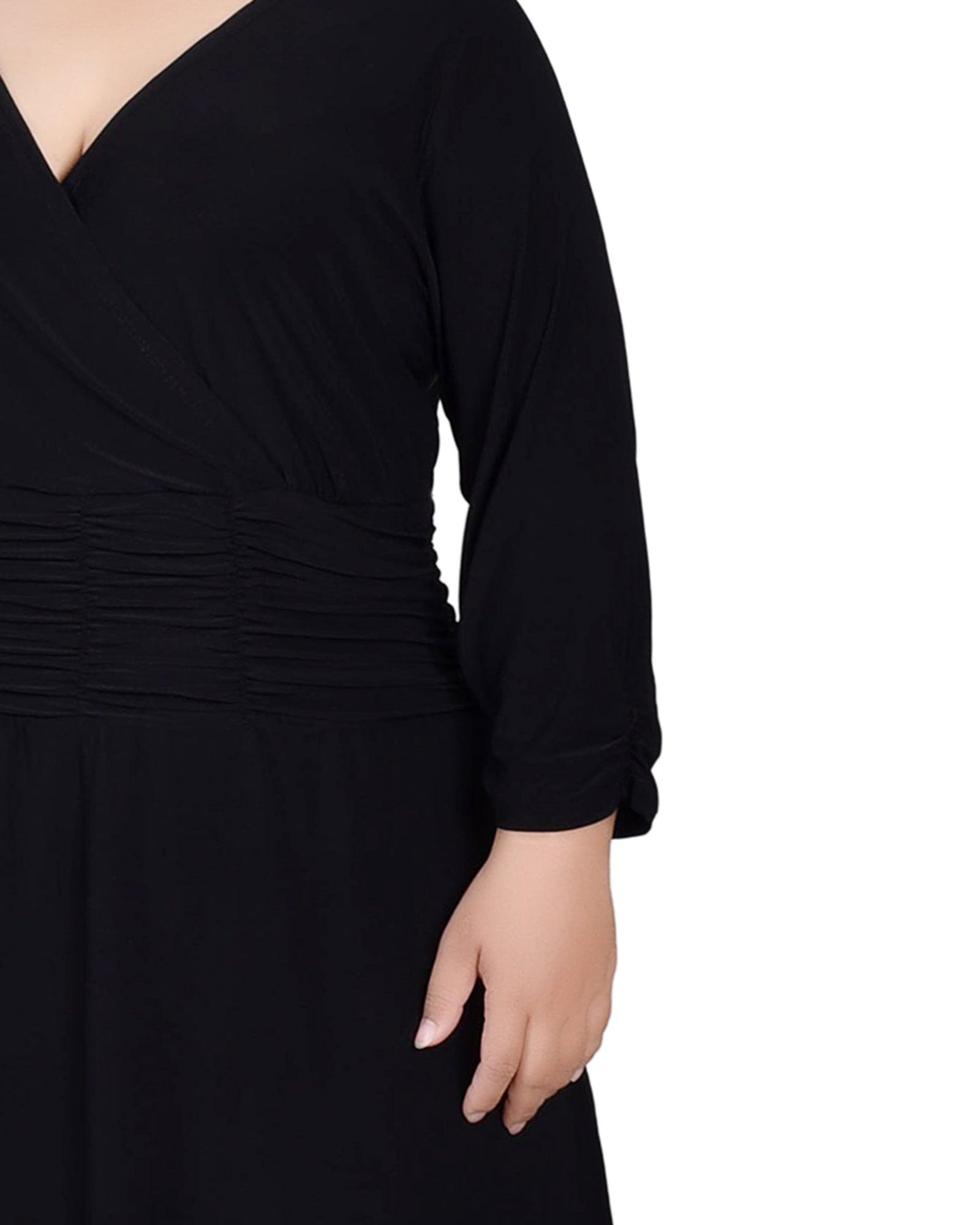 Black Ruched A-Line Dress - Plus Product Image