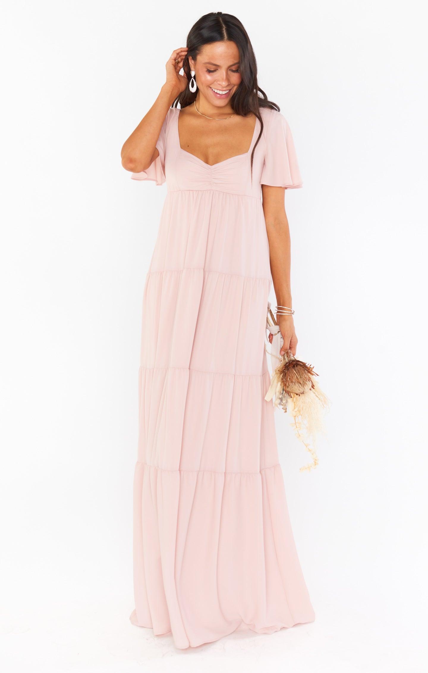 Nicole Maxi Dress ~ Dusty Blush Crisp Product Image