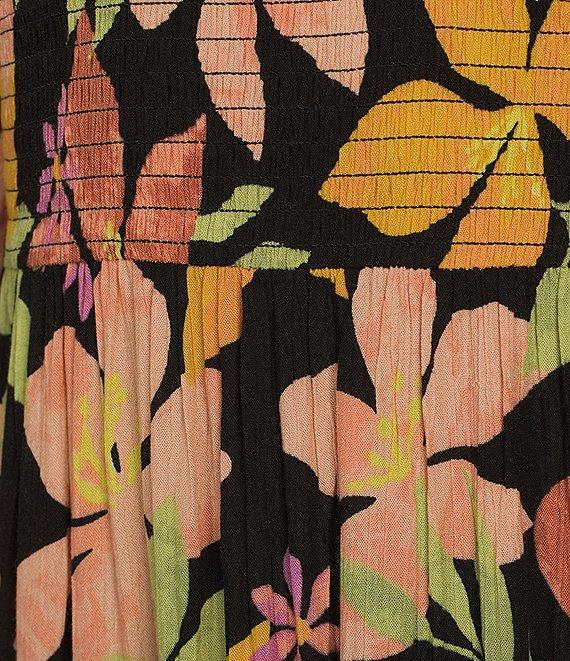 Billabong Wish Me Luck Tropical Floral Printed 3/4 Sleeve Maxi Dress Product Image