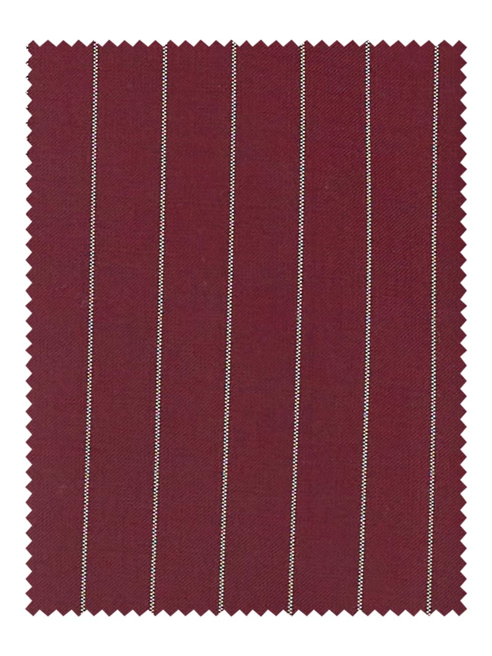 Wool Stretch Stripe Single Pleat Suit Pants - Burgundy Product Image