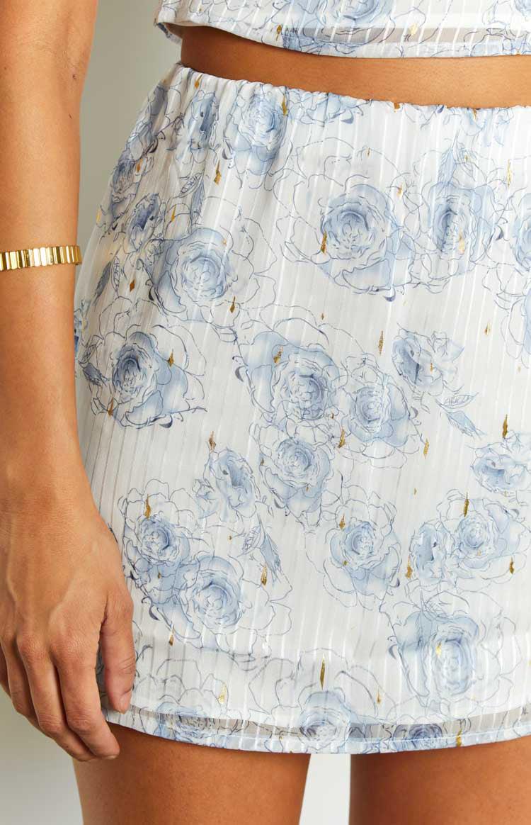 Mayia Blue Rose Print Mini Skirt Baby Product Image