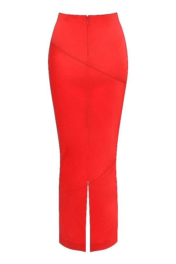 Colette  scarlet satin low waist midi skirt Product Image