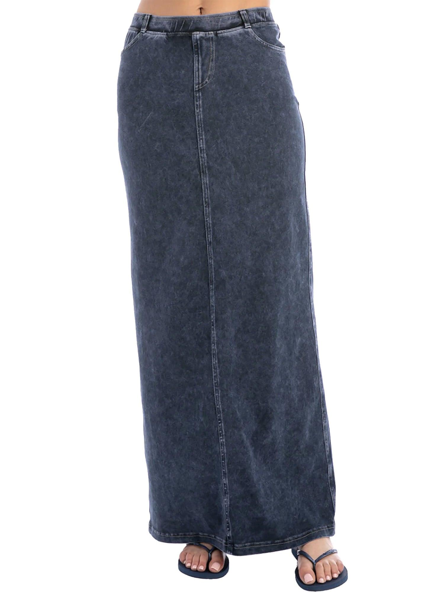 Hard Tail Long Denim Back Inset Skirt WJ-127 Product Image