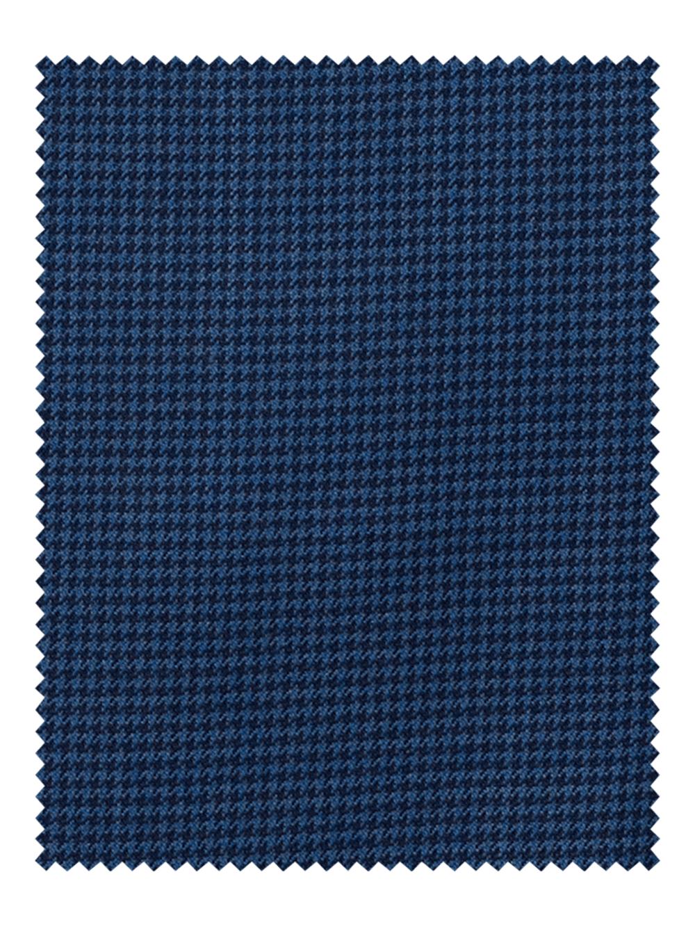 Wool Houndstooth Single Pleat Suit Pants - Blue Product Image