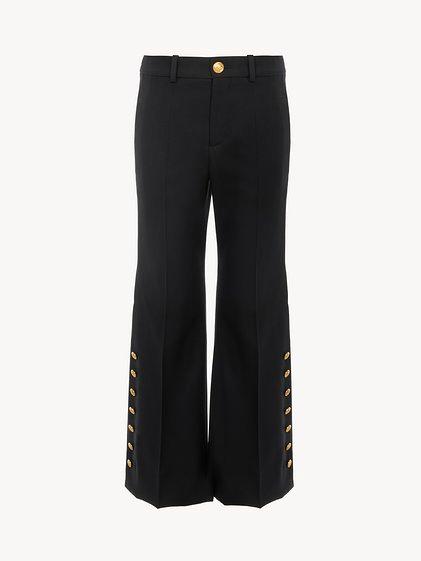 Cropped pants in wool grain de poudre Product Image