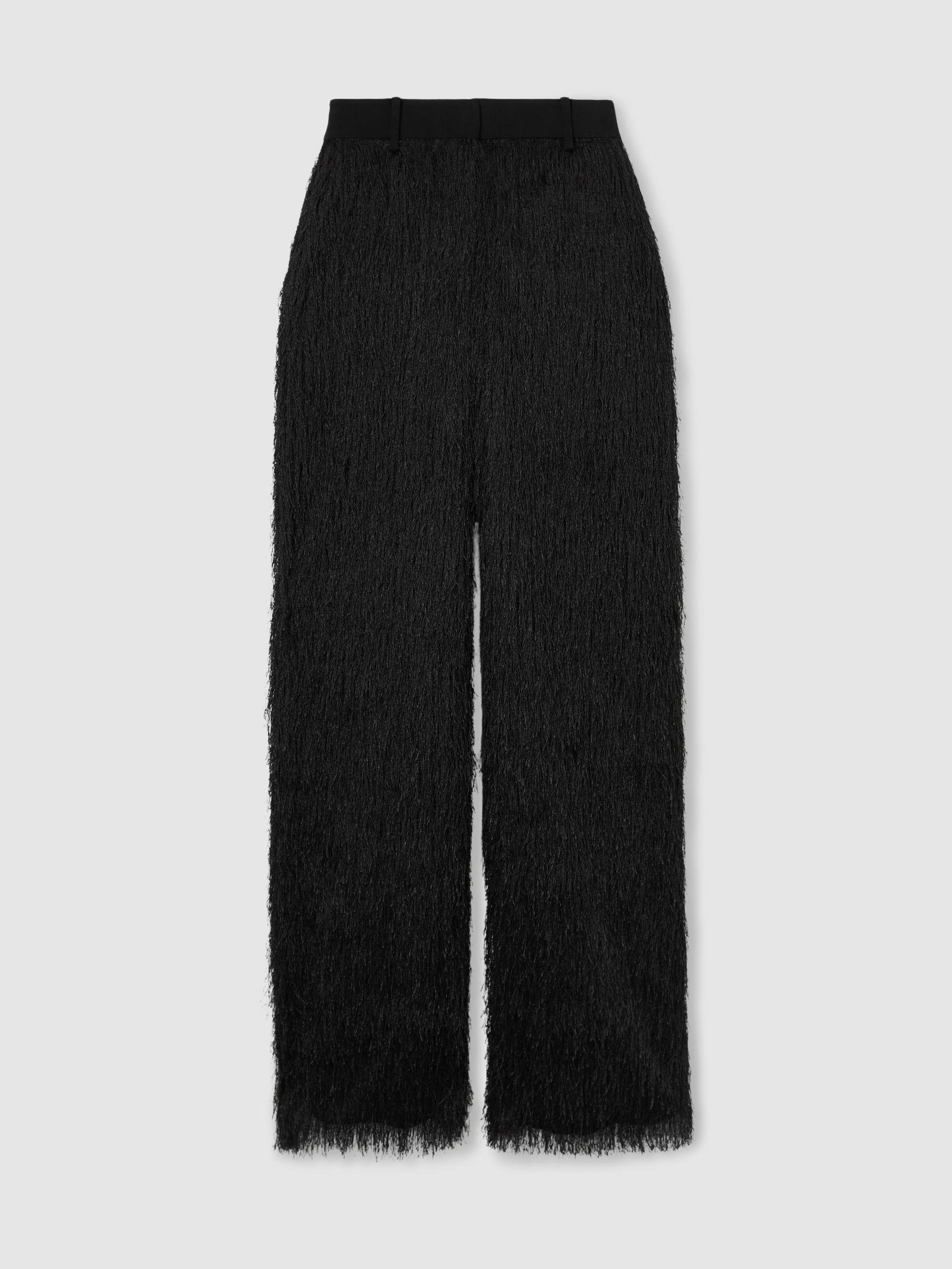 Atelier Fringed Crepe Trousers in Black Product Image