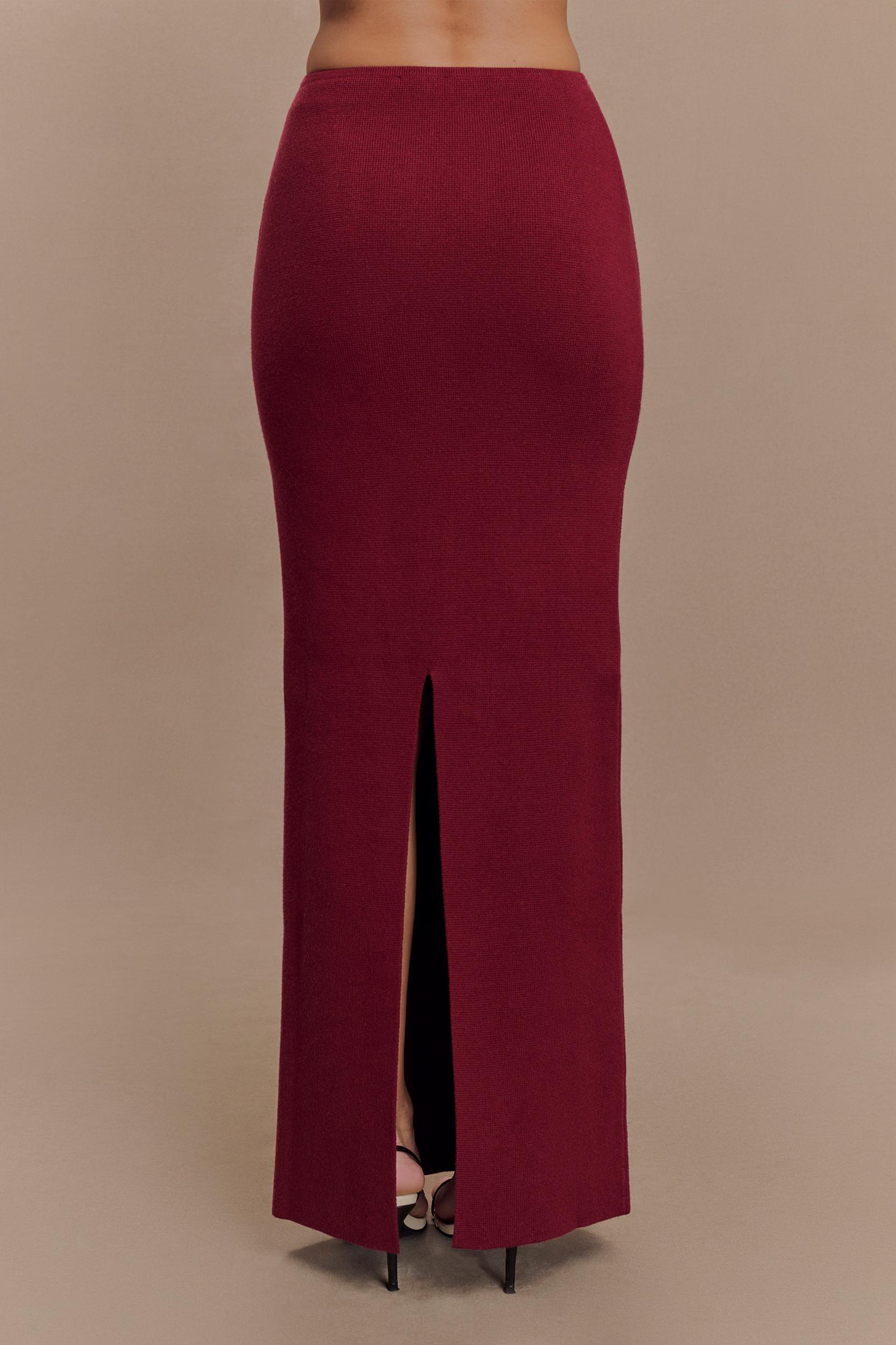 Kyle Knit Maxi Skirt - Cherry Red Product Image