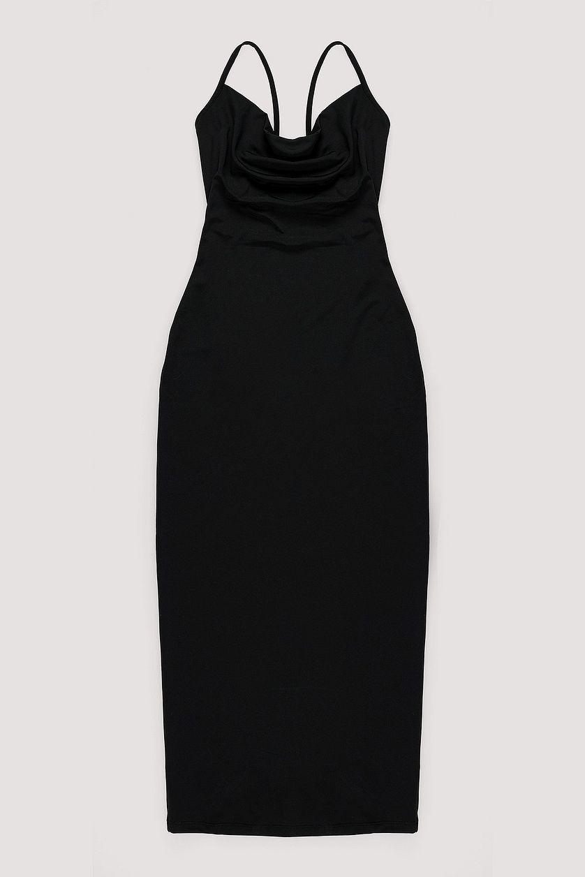 Cowl Neck Maxi Dress Black Product Image