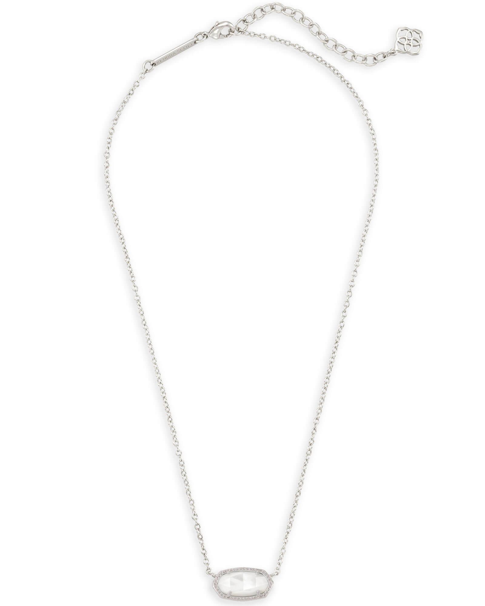 Kendra Scott Elisa Silver Pendant Necklace in Ivory Mother-of-Pearl | Mother Of Pearl/Metal Rhodium Product Image