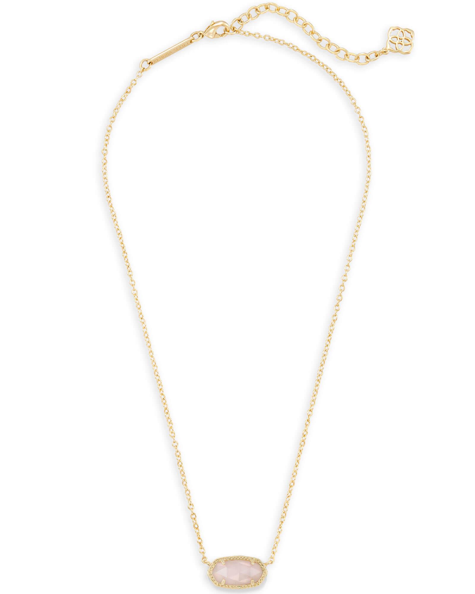 Elisa Gold Pendant Necklace in Rose Quartz Product Image