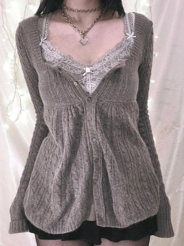 Vintage Button Knitted Cardigan Product Image