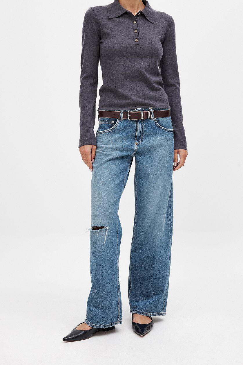 Wide Leg Mid Waist Jeans Product Image