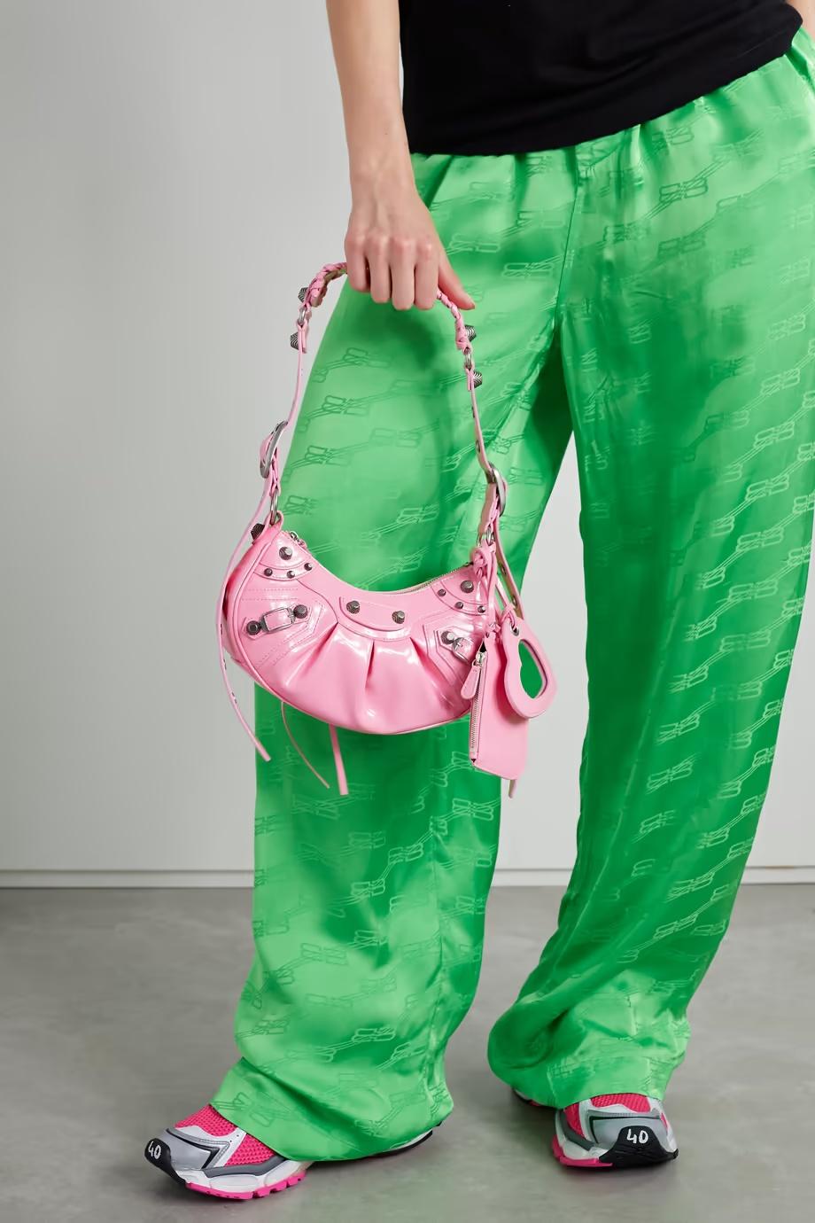 BALENCIAGA Women Pink Nappa Leather Le Cagole Xs Crossbody Bag Product Image