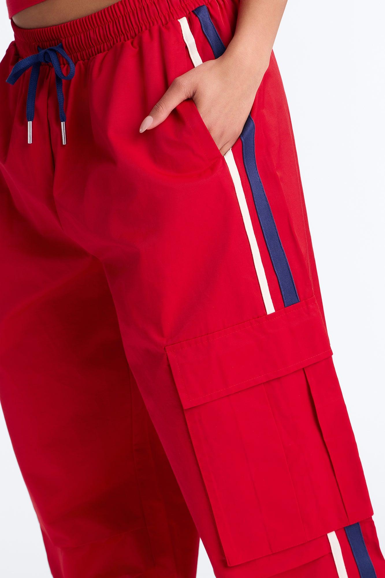 What She Said Windbreaker Track Pant - Red Female Product Image