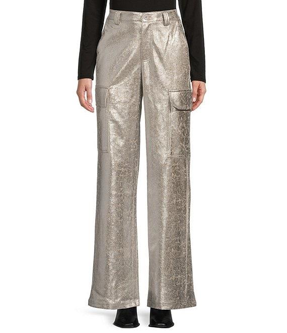 Double Zero Metallic High Waist Cargo Pants Product Image