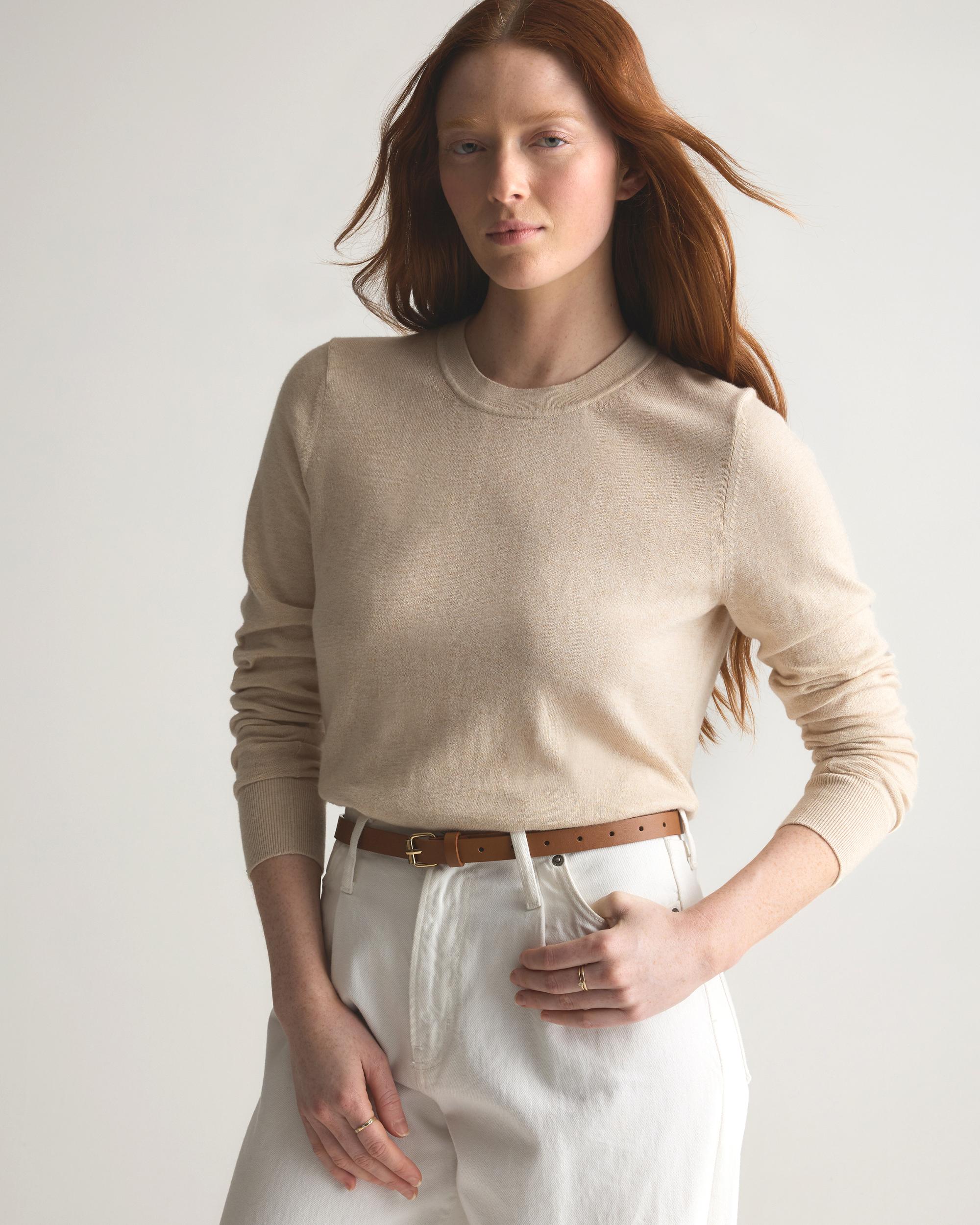 Quince | Women's Lightweight Cotton Cashmere Crew Sweater Organic Cotton Product Image
