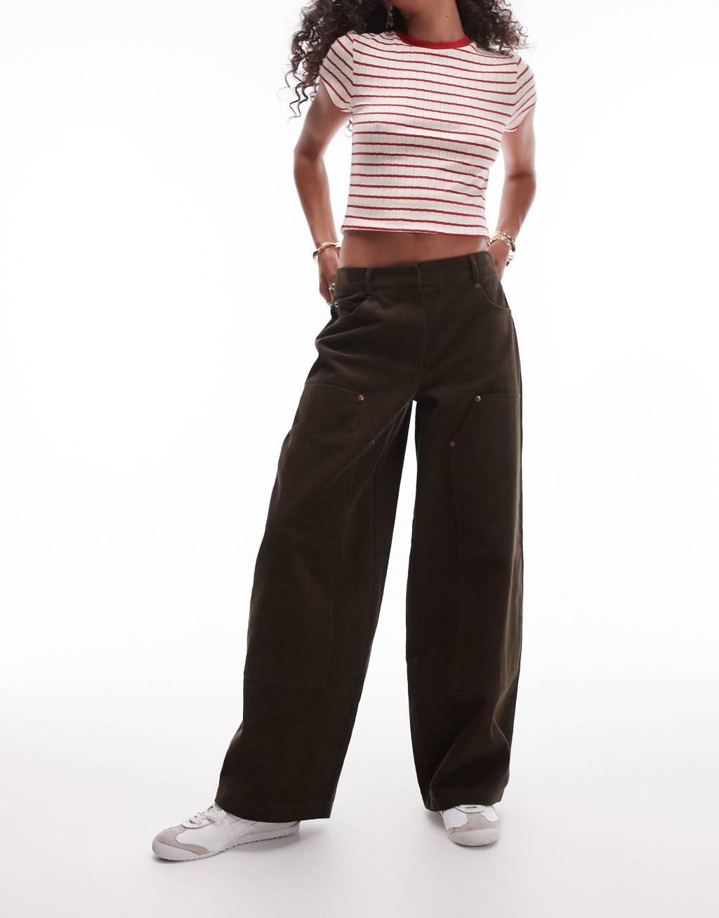 Topshop cord pants in brown Product Image
