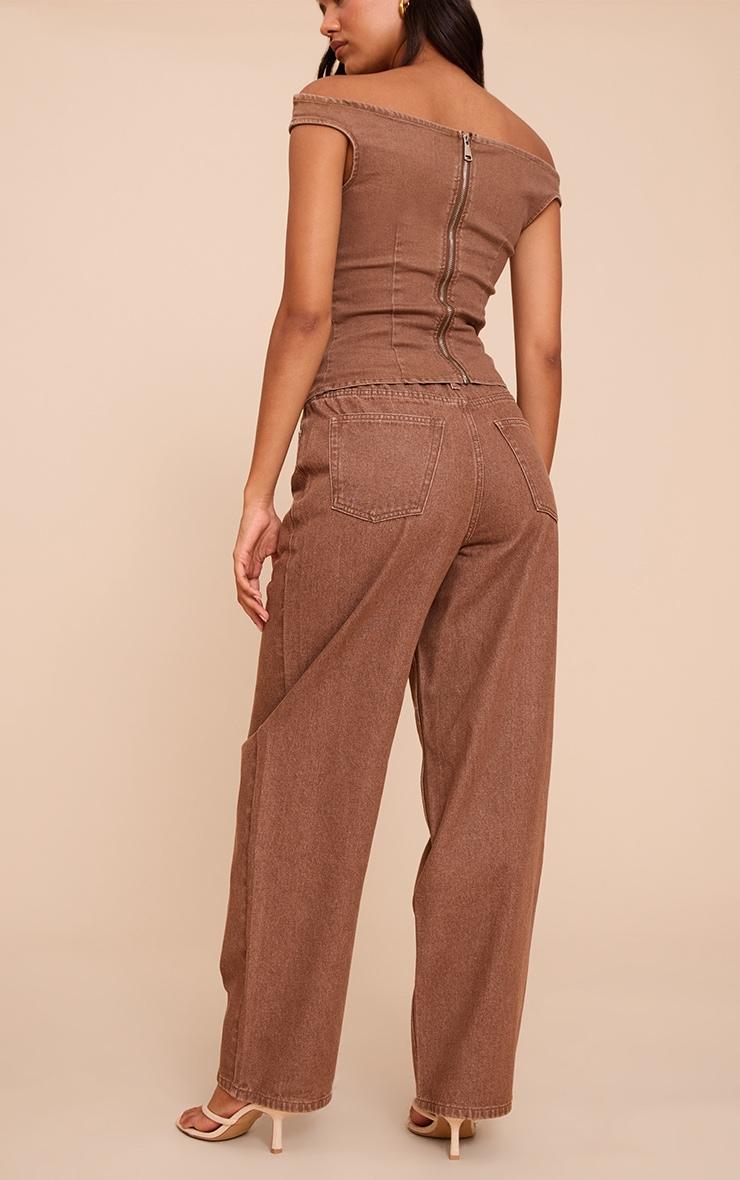 Brown Lightweight Slouchy Wide Leg Jean Product Image