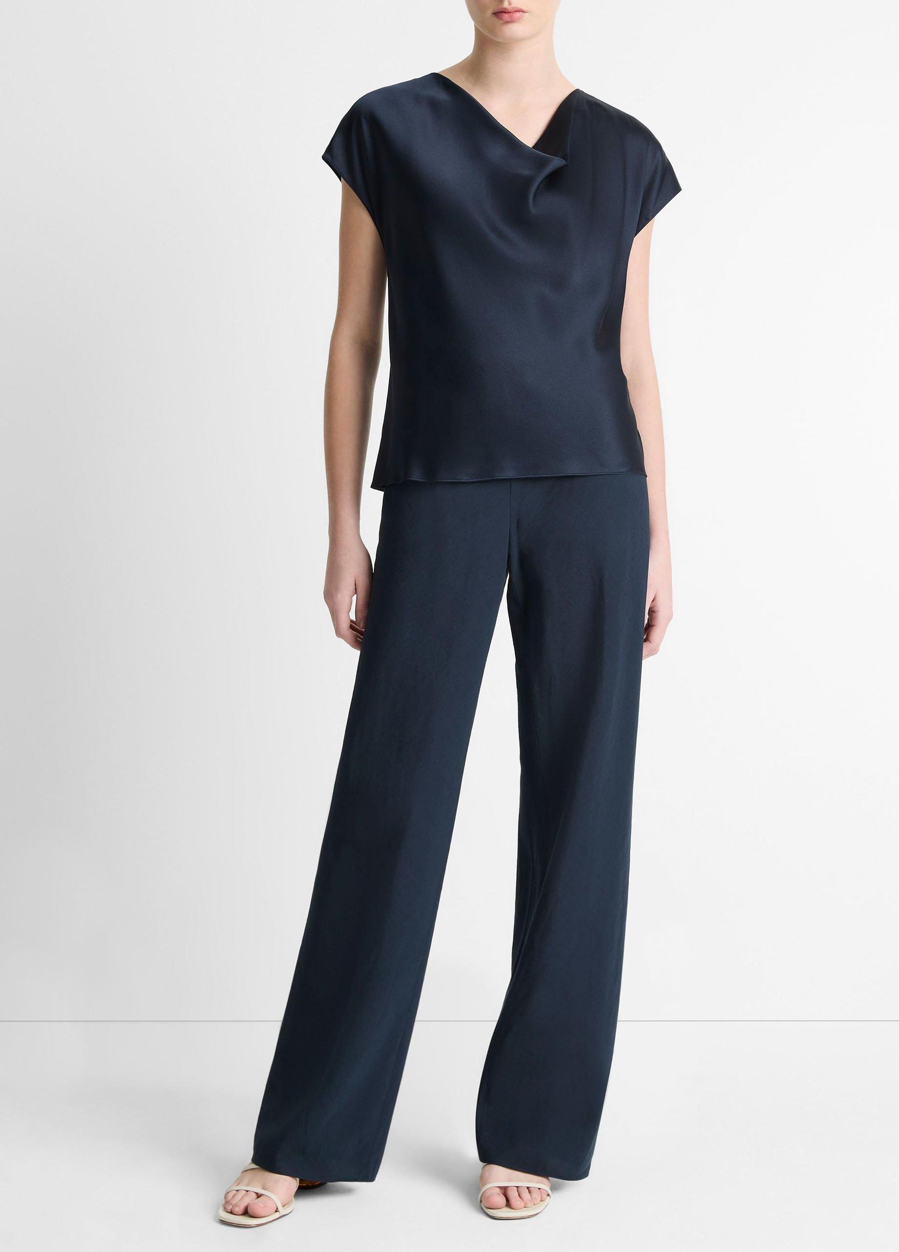 Silk Cowl-Neck Blouse Product Image