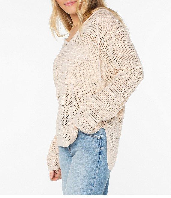Roxy Hippie Love Long Sleeve Detailed Knit Hoodie Top Product Image