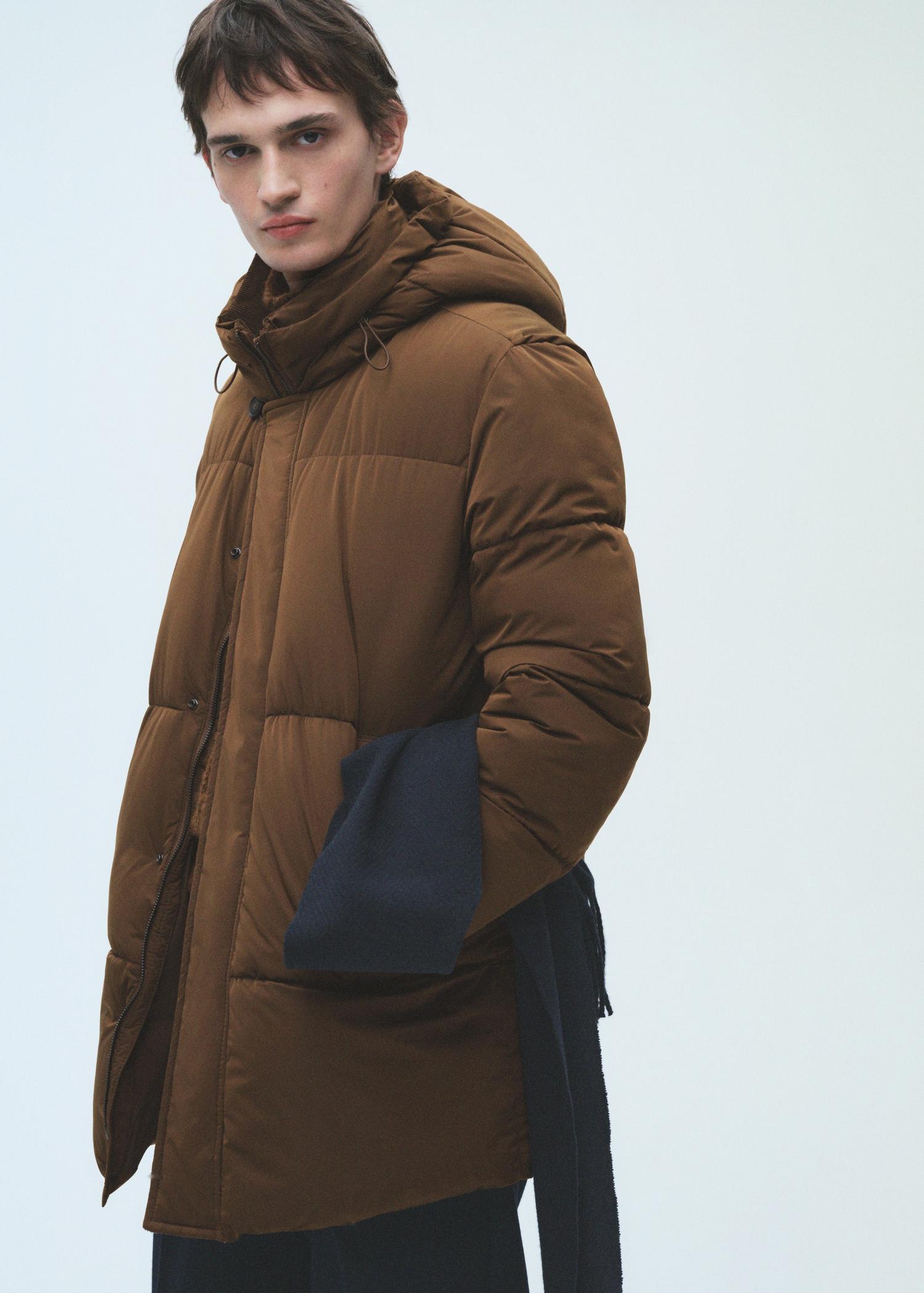 Water-repellent hooded quilted anorak - Men | MANGO USA Product Image