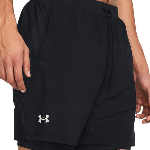Under Armour Mens Under Armour Launch 7 2-IN-1 Shorts - Mens Black/Reflective/Black Product Image