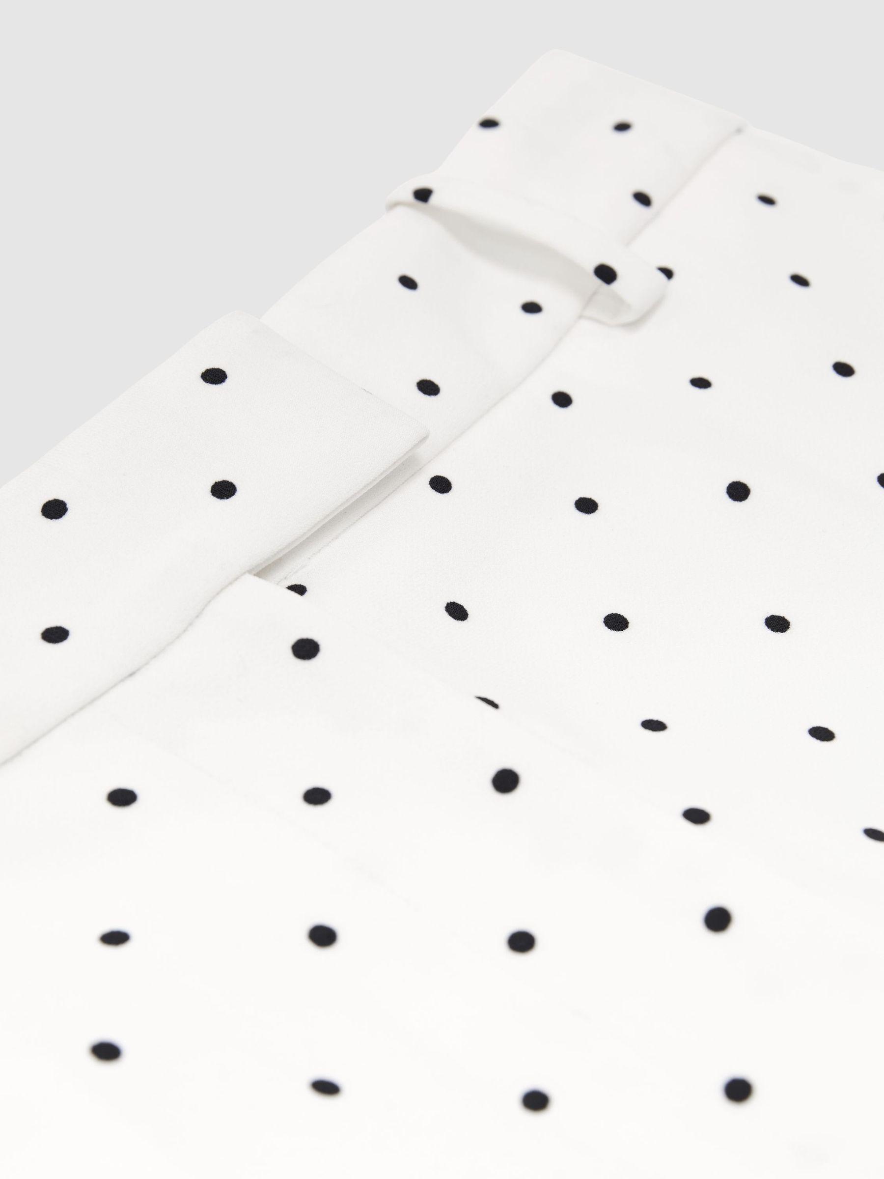Petite Polka-Dot Wide-Leg Suit Trousers in White/Navy Product Image