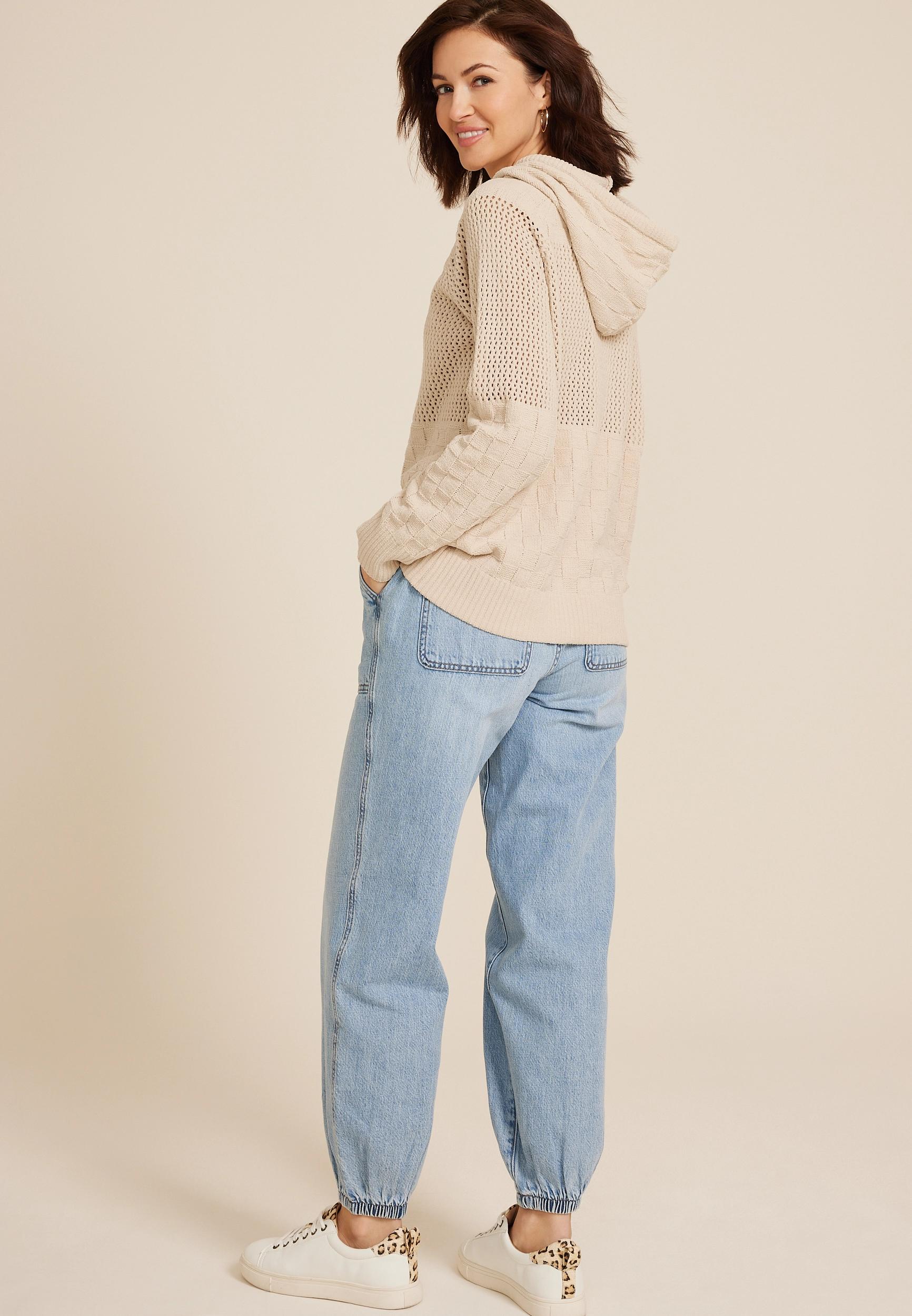 Textured Stitch Hooded Sweater Product Image