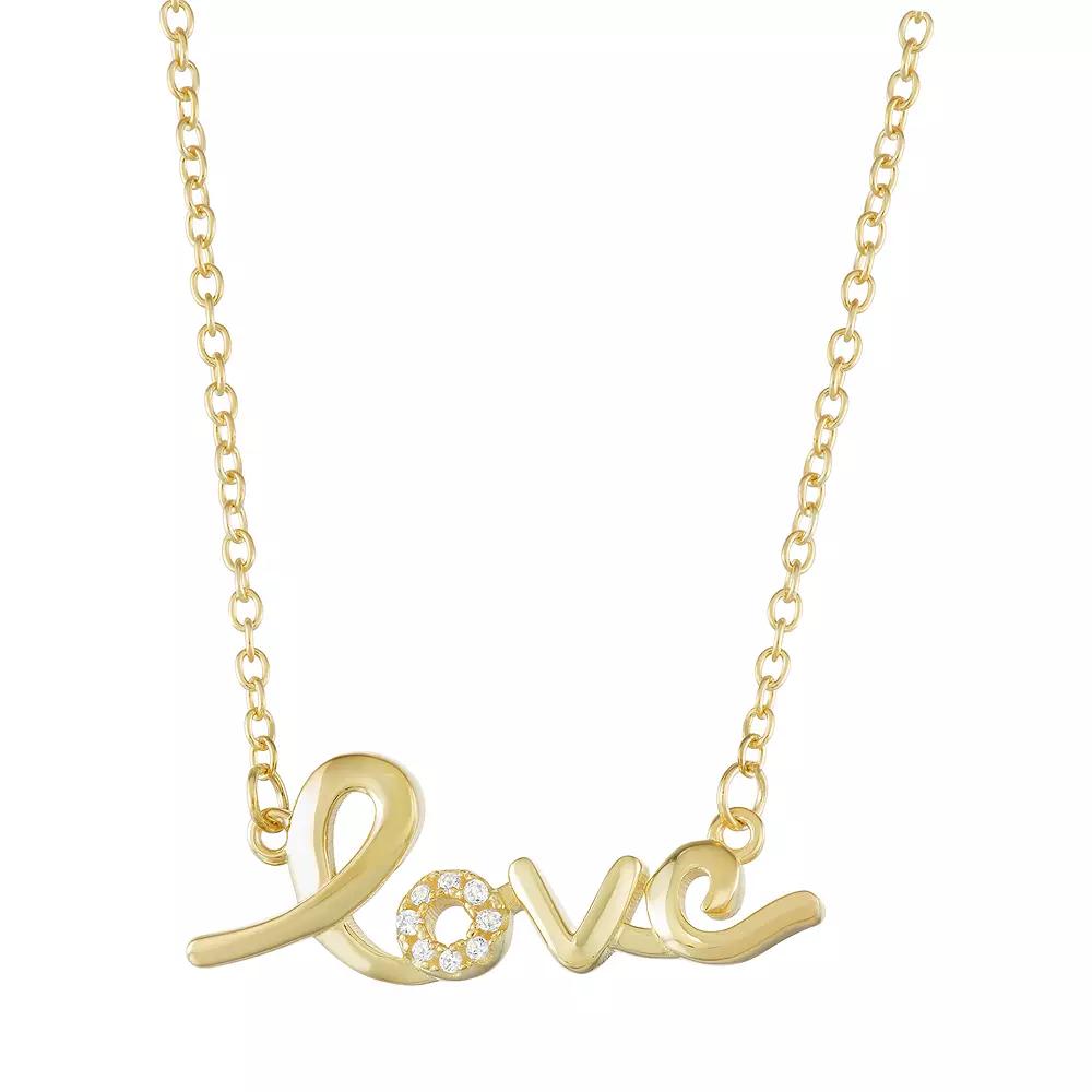 Sterling Silver "Love" Necklace, Women's, Size: 18", 18k Gold Plated Product Image