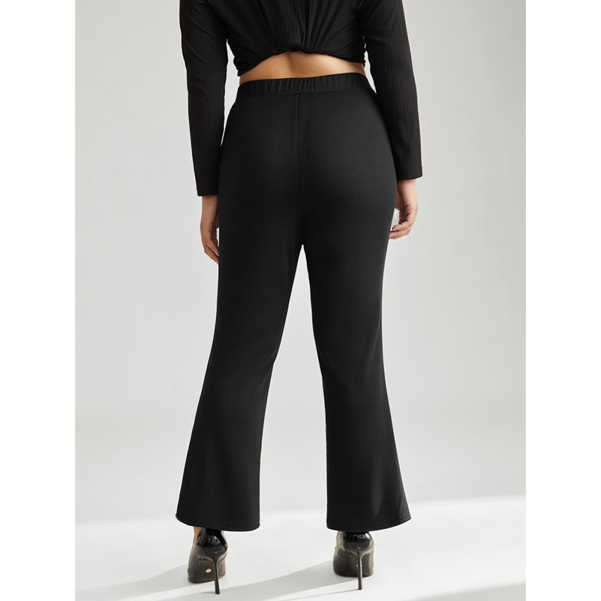 Plus Size Rhinestone Elastic Waist Bootcut Pants Women Black Cocktail Bootcut High Rise Party Pants BloomChic 14-16/1X Product Image