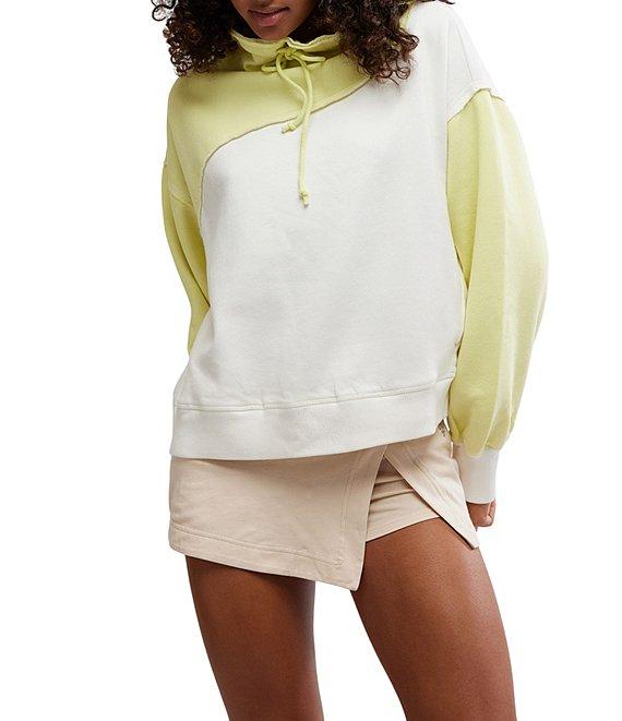 FP Movement Color Block Homestretch Drawstring Neckline Long Sleeve Slouchy Pullover Product Image
